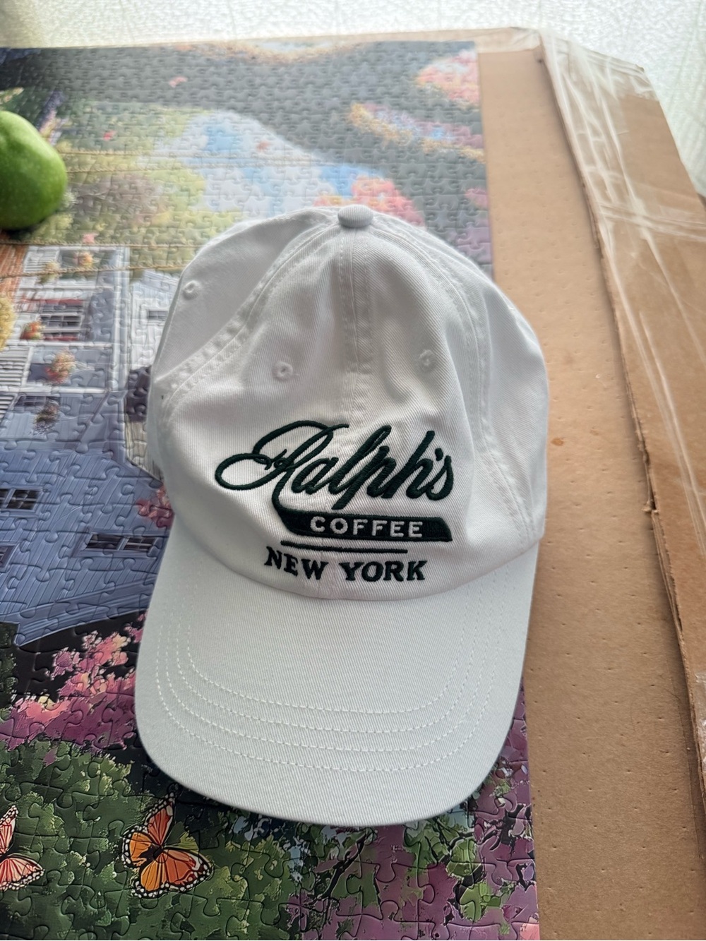 Ralph Lauren White Baseball Cap with Green Logo
